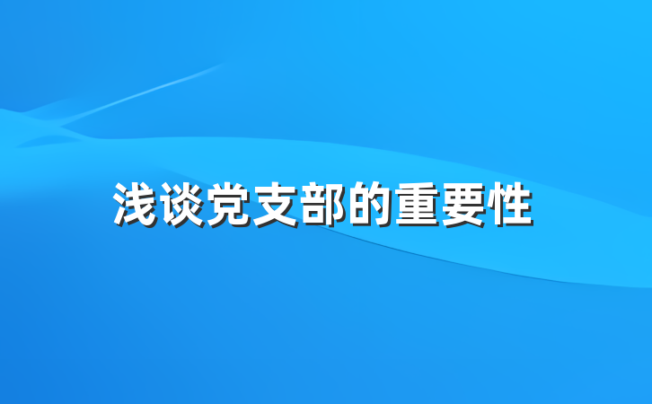浅谈党支部的重要性