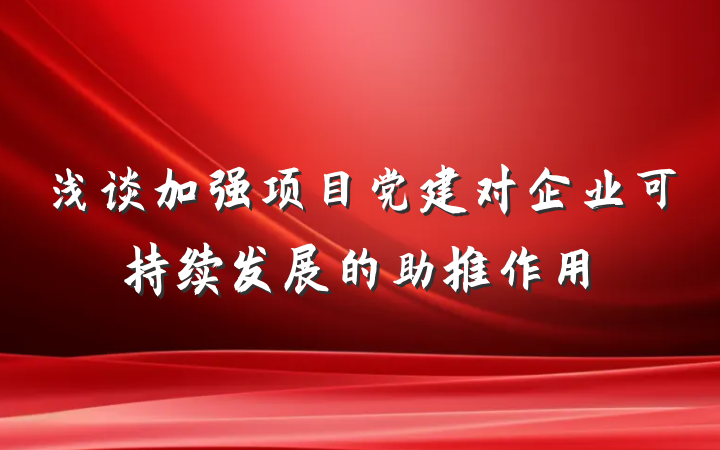 浅谈加强项目党建对企业可持续发展的助推作用
