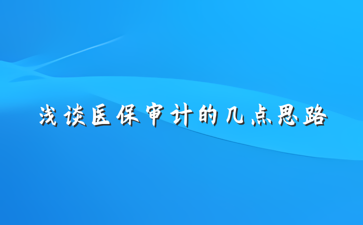 浅谈医保审计的几点思路