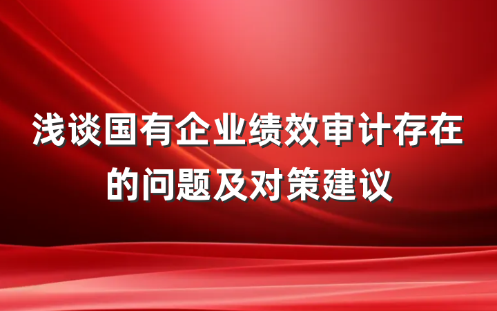 浅谈国有企业绩效审计存在的问题及对策建议