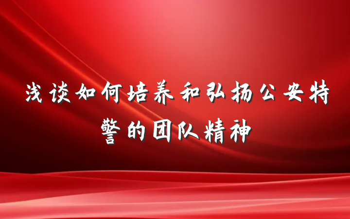 浅谈如何培养和弘扬公安特警的团队精神