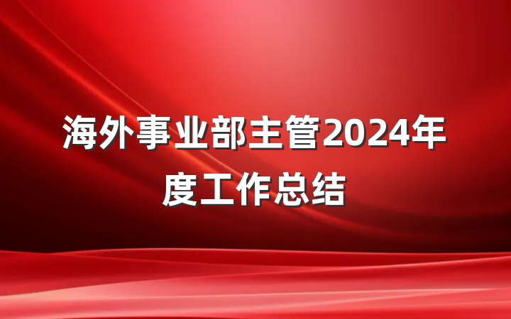 海外事业部主管2024年度工作总结