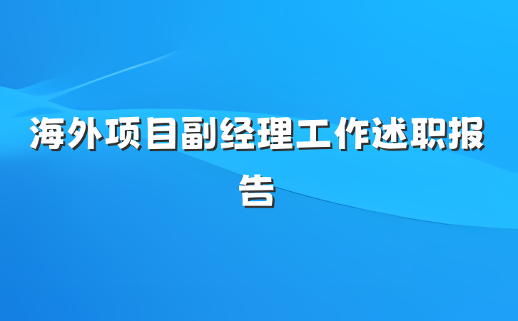 海外项目副经理工作述职报告