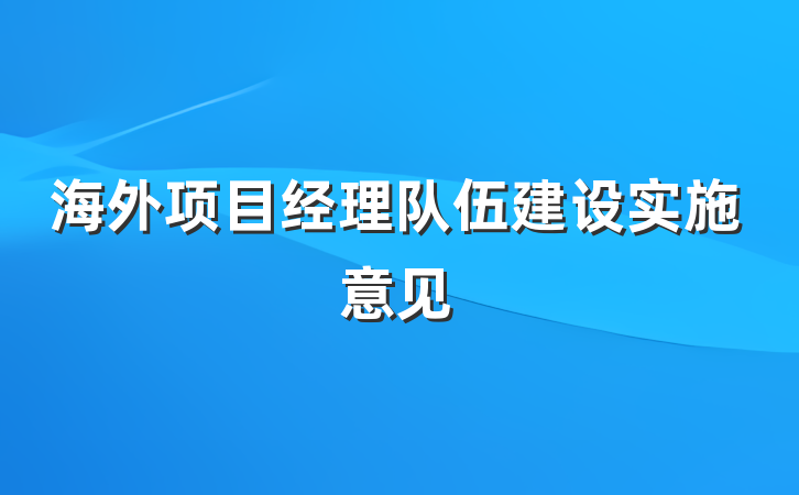 海外项目经理队伍建设实施意见