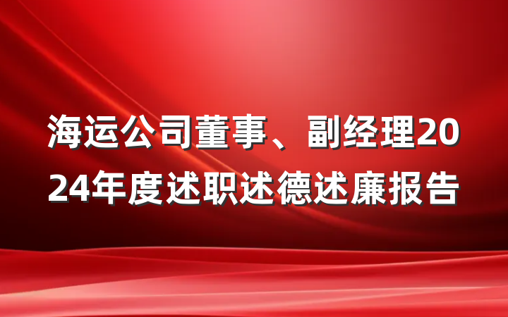 海运公司董事、副经理2024年度述职述德述廉报告