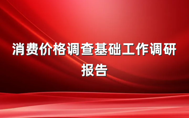 消费价格调查基础工作调研报告