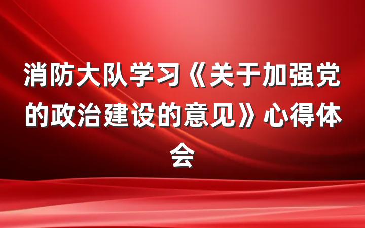 消防大队学习《关于加强党的政治建设的意见》心得体会
