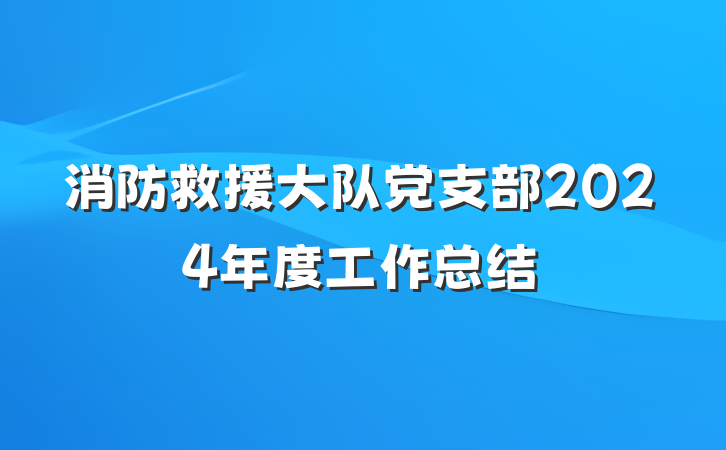 消防救援大队党支部2024年度工作总结