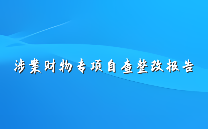 涉案财物专项自查整改报告