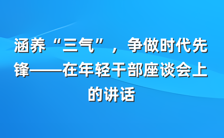 涵养“三气”，争做时代先锋——在年轻干部座谈会上的讲话