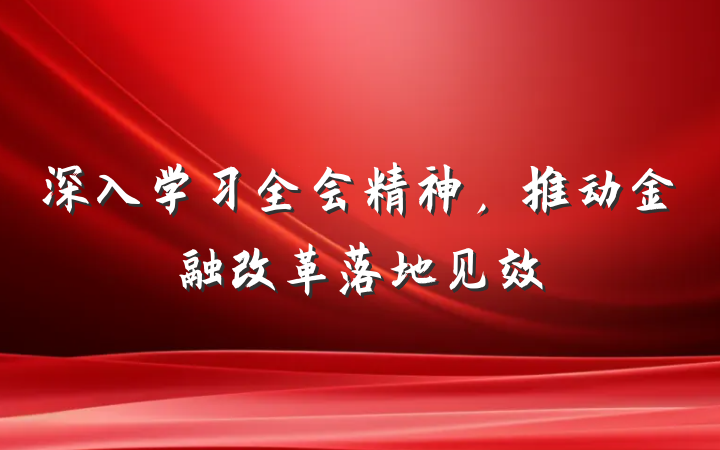 深入学习全会精神，推动金融改革落地见效
