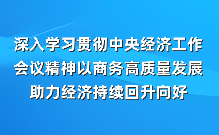 深入学习贯彻中央经济工作会议精神以商务高质量发展助力经济持续回升向好