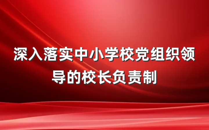深入落实中小学校党组织领导的校长负责制
