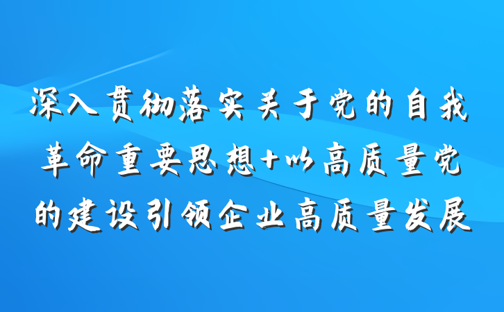 深入贯彻落实关于党的自我革命重要思想 以高质量党的建设引领企业高质量发展