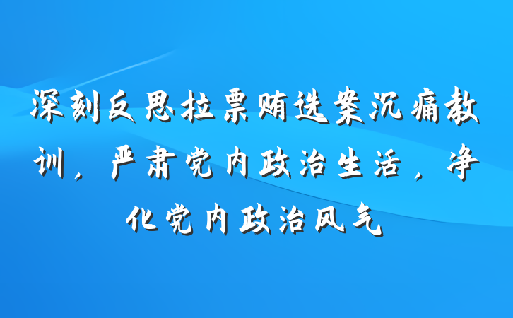 深刻反思拉票贿选案沉痛教训，严肃党内政治生活，净化党内政治风气