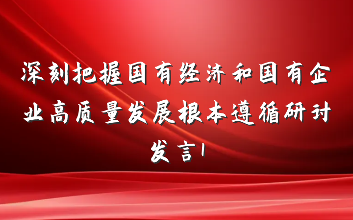 深刻把握国有经济和国有企业高质量发展根本遵循研讨发言1