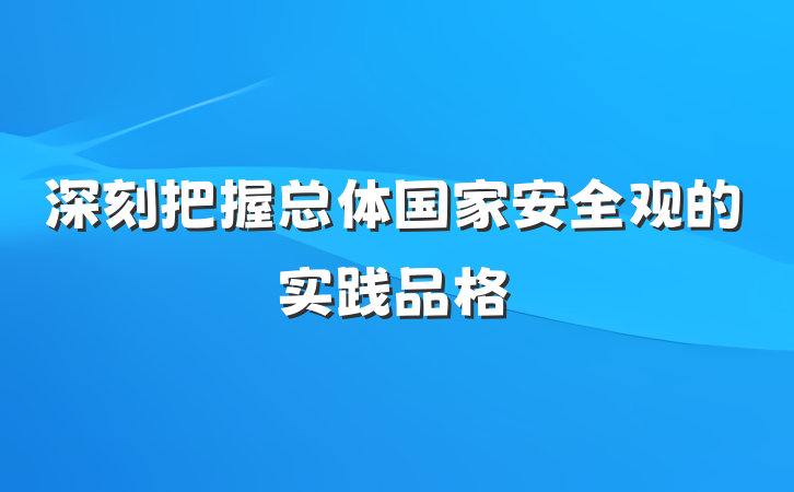 深刻把握总体国家安全观的实践品格