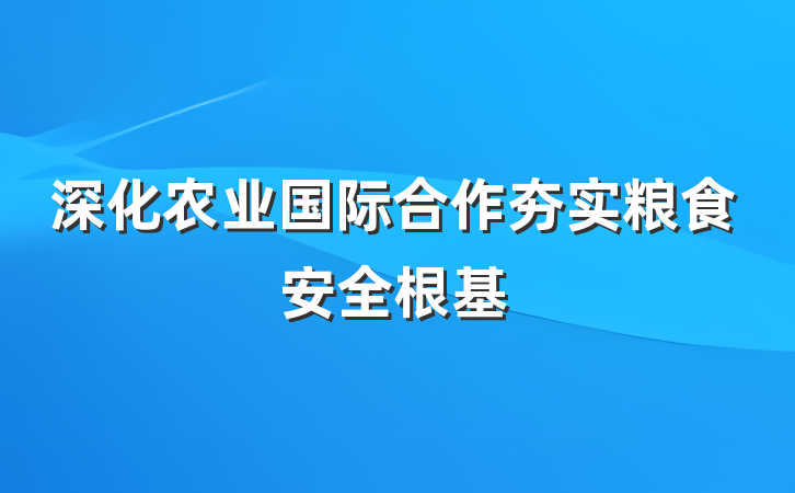 深化农业国际合作夯实粮食安全根基