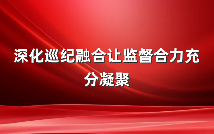深化巡纪融合让监督合力充分凝聚