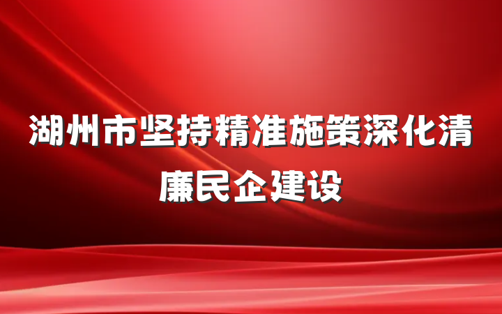湖州市坚持精准施策深化清廉民企建设
