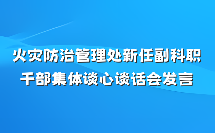 火灾防治管理处新任副科职干部集体谈心谈话会发言