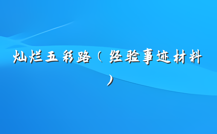 灿烂五彩路（经验事迹材料）
