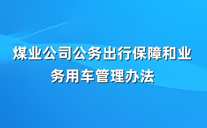 煤业公司公务出行保障和业务用车管理办法