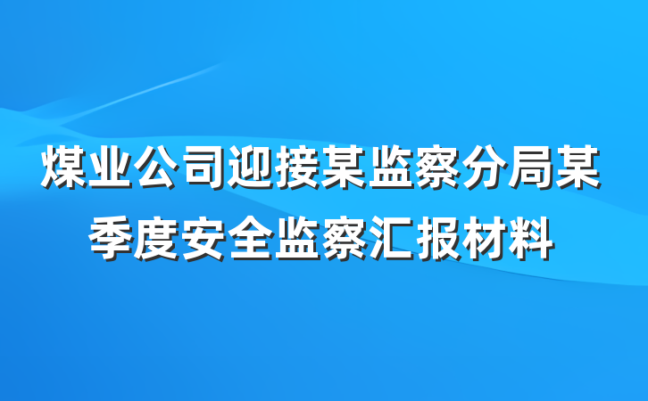 煤业公司迎接某监察分局某季度安全监察汇报材料