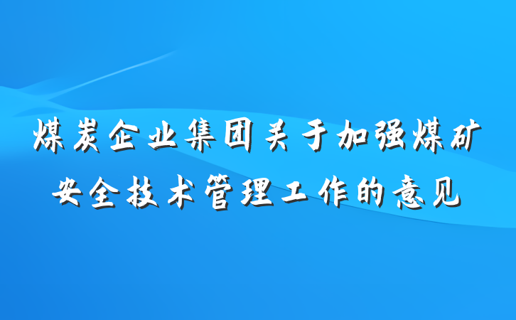煤炭企业集团关于加强煤矿安全技术管理工作的意见