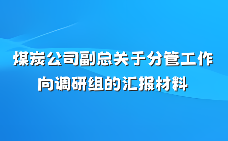 煤炭公司副总关于分管工作向调研组的汇报材料