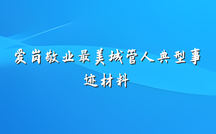 爱岗敬业最美城管人典型事迹材料