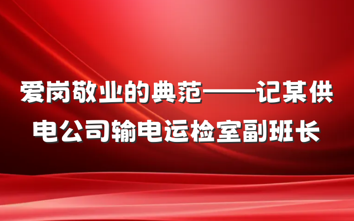爱岗敬业的典范——记某供电公司输电运检室副班长