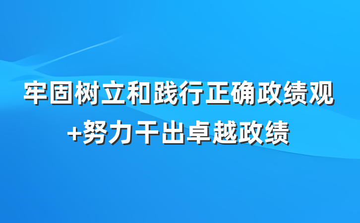 牢固树立和践行正确政绩观 努力干出卓越政绩