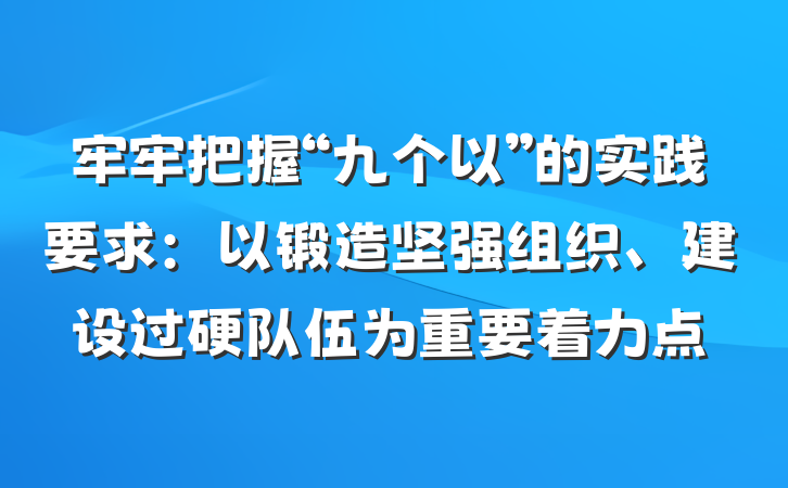 牢牢把握“九个以”的实践要求：以锻造坚强组织、建设过硬队伍为重要着力点