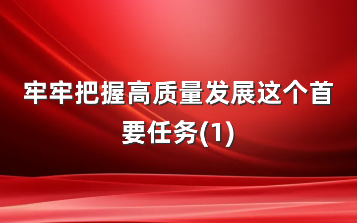 牢牢把握高质量发展这个首要任务(1)