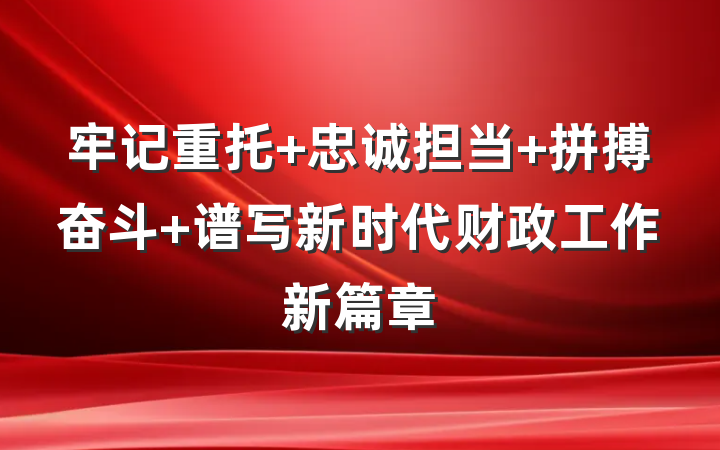 牢记重托 忠诚担当 拼搏奋斗 谱写新时代财政工作新篇章