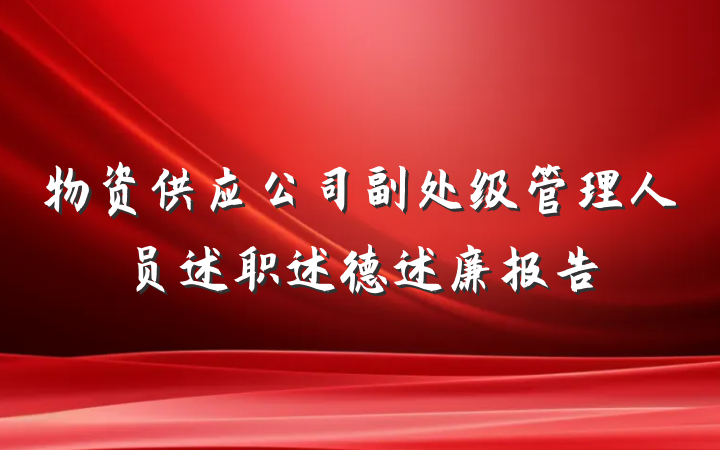 物资供应公司副处级管理人员述职述德述廉报告
