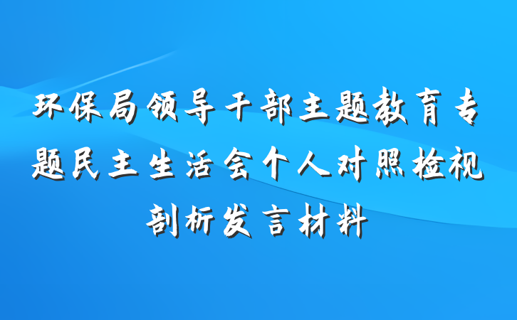 环保局领导干部主题教育专题民主生活会个人对照检视剖析发言材料