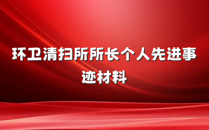 环卫清扫所所长个人先进事迹材料