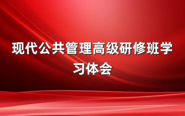 现代公共管理高级研修班学习体会