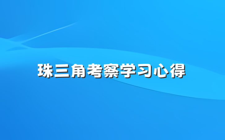 珠三角考察学习心得