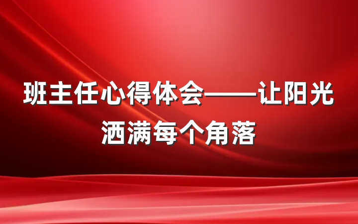 班主任心得体会——让阳光洒满每个角落