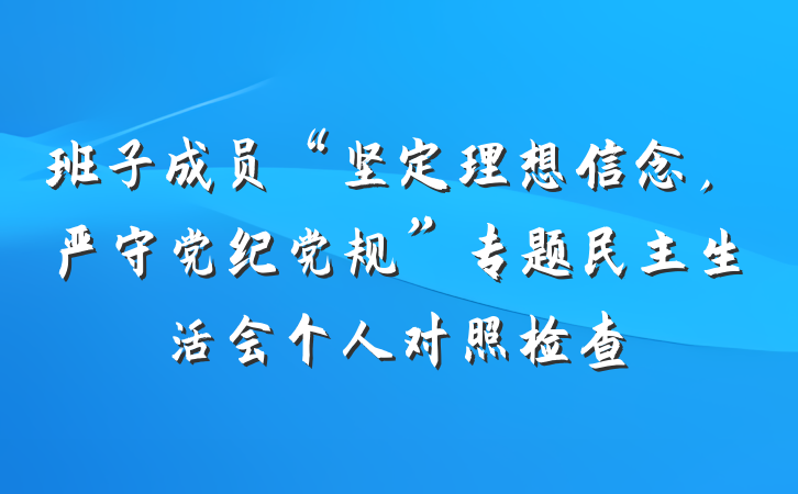 班子成员“坚定理想信念，严守党纪党规”专题民主生活会个人对照检查