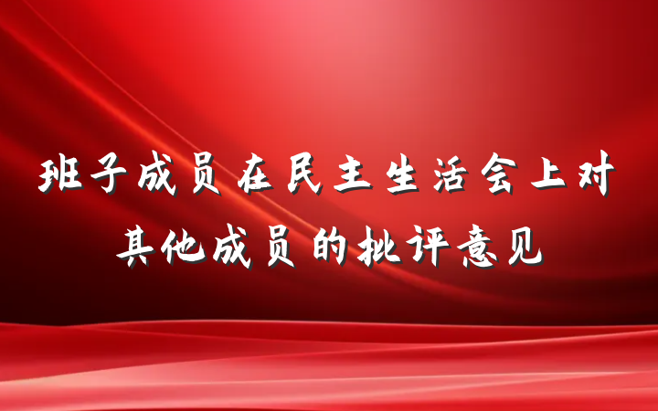 班子成员在民主生活会上对其他成员的批评意见