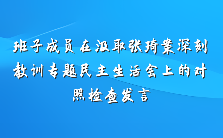 班子成员在汲取张琦案深刻教训专题民主生活会上的对照检查发言