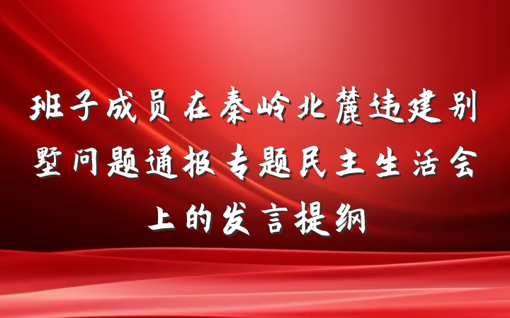 班子成员在秦岭北麓违建别墅问题通报专题民主生活会上的发言提纲