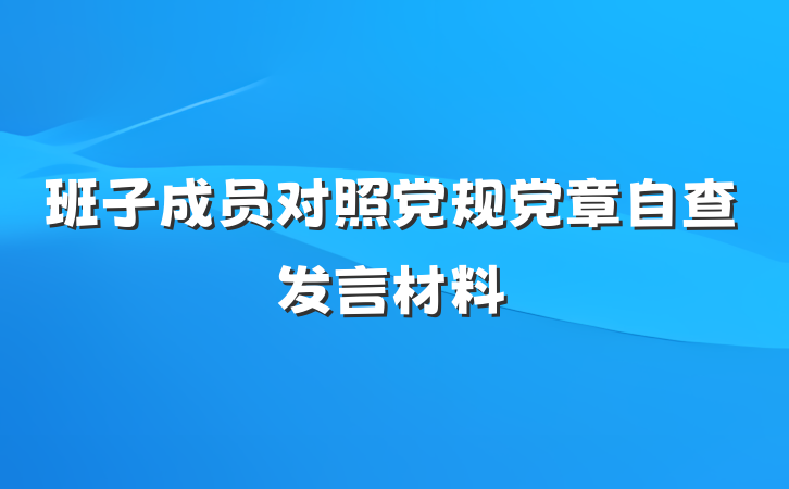 班子成员对照党规党章自查发言材料