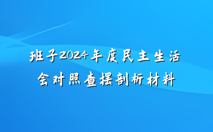 班子2024年度民主生活会对照查摆剖析材料