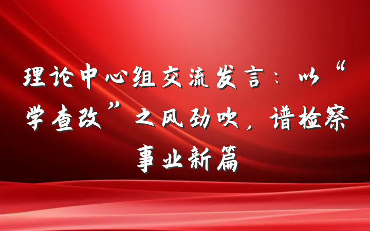 理论中心组交流发言：以“学查改”之风劲吹，谱检察事业新篇