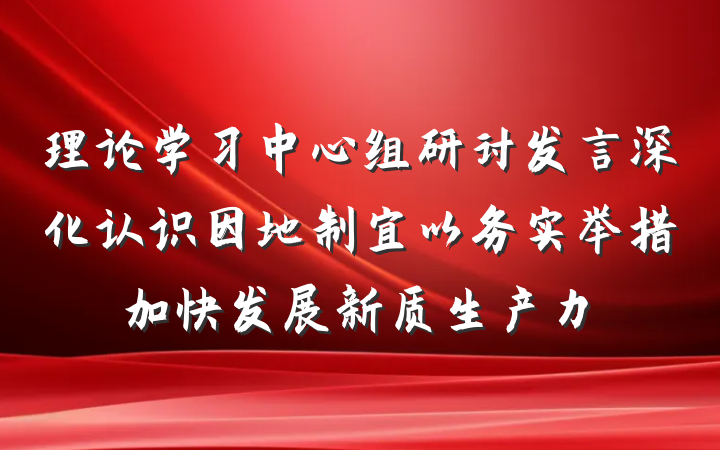 理论学习中心组研讨发言深化认识因地制宜以务实举措加快发展新质生产力